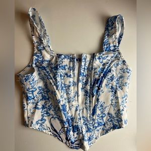 Blue floral corset top